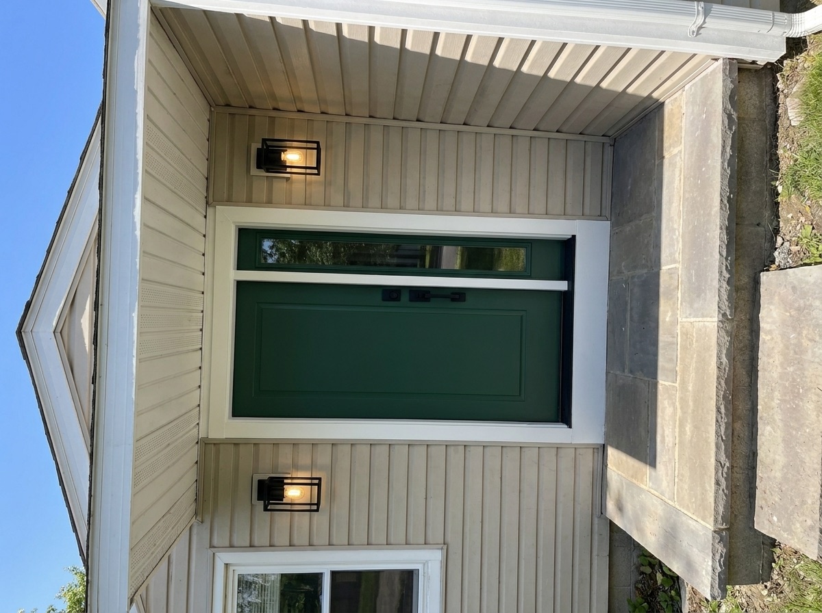 Modern deep-green entry door after upgrade